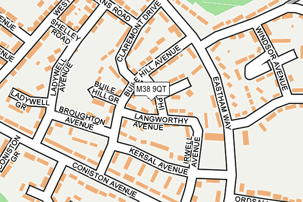 M38 9QT map - OS OpenMap – Local (Ordnance Survey)