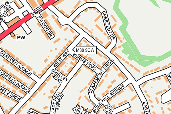 M38 9QW map - OS OpenMap – Local (Ordnance Survey)