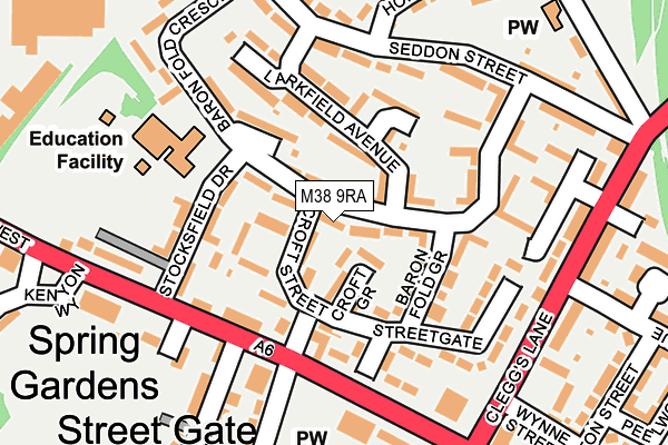 M38 9RA map - OS OpenMap – Local (Ordnance Survey)