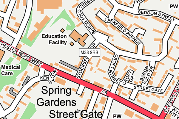 M38 9RB map - OS OpenMap – Local (Ordnance Survey)