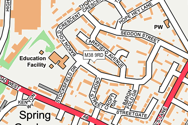 M38 9RD map - OS OpenMap – Local (Ordnance Survey)