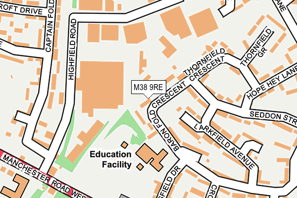 M38 9RE map - OS OpenMap – Local (Ordnance Survey)