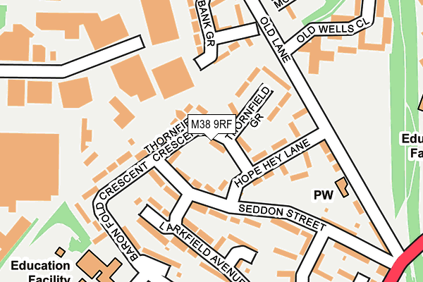 M38 9RF map - OS OpenMap – Local (Ordnance Survey)