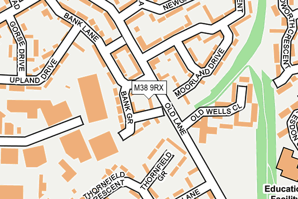 M38 9RX map - OS OpenMap – Local (Ordnance Survey)