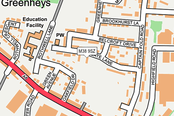 M38 9SZ map - OS OpenMap – Local (Ordnance Survey)