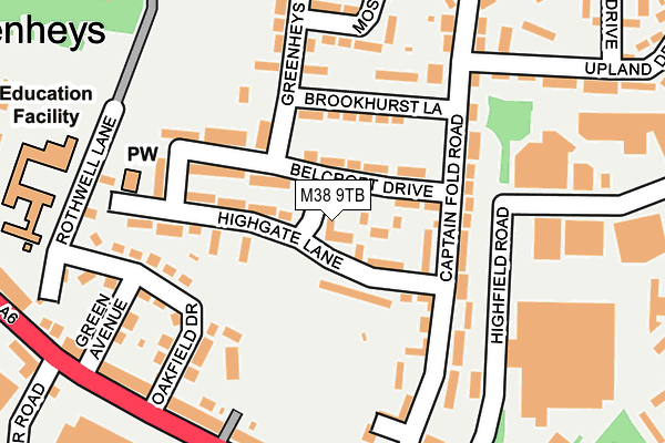 M38 9TB map - OS OpenMap – Local (Ordnance Survey)