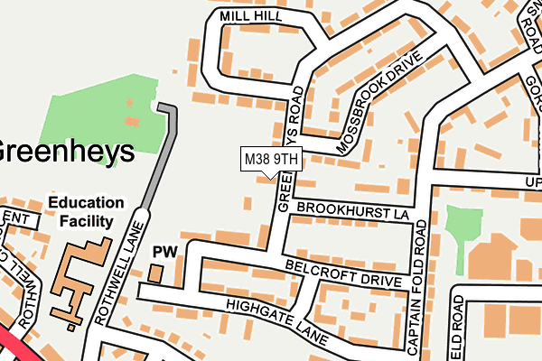 M38 9TH map - OS OpenMap – Local (Ordnance Survey)