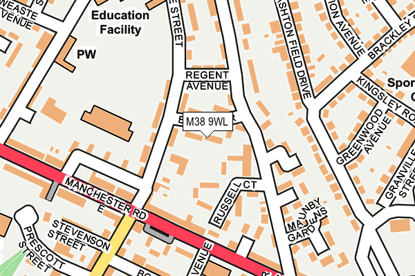 M38 9WL map - OS OpenMap – Local (Ordnance Survey)