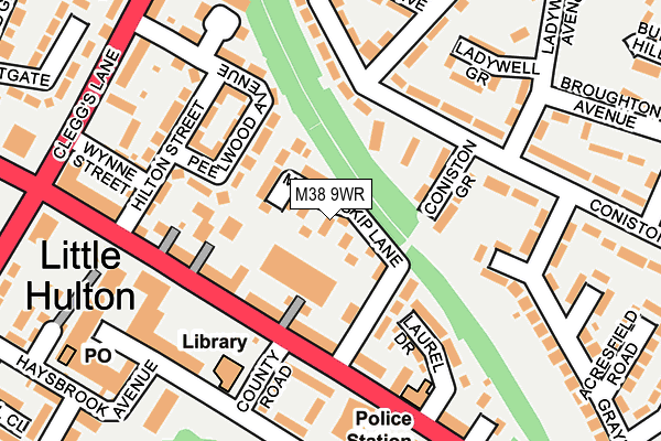 M38 9WR map - OS OpenMap – Local (Ordnance Survey)