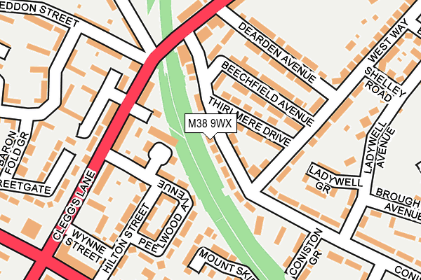 M38 9WX map - OS OpenMap – Local (Ordnance Survey)