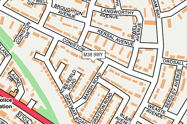 M38 9WY map - OS OpenMap – Local (Ordnance Survey)