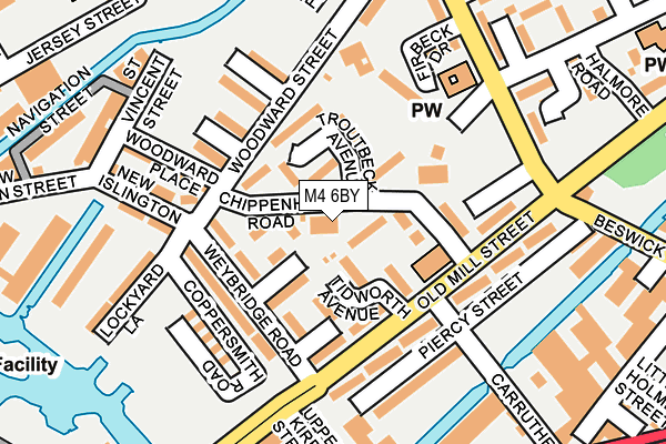 M4 6BY map - OS OpenMap – Local (Ordnance Survey)