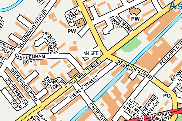 M4 6FE map - OS OpenMap – Local (Ordnance Survey)