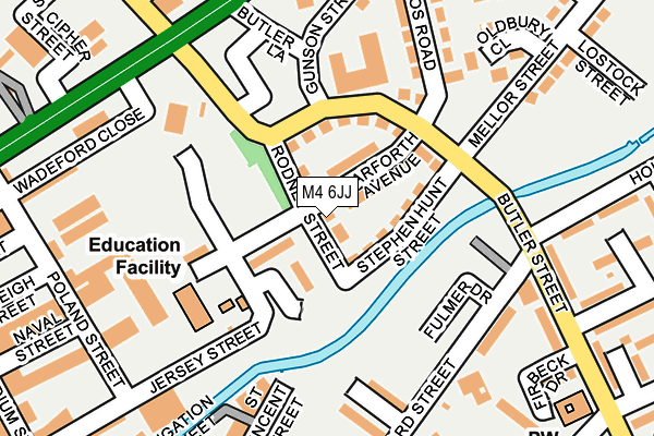 M4 6JJ map - OS OpenMap – Local (Ordnance Survey)