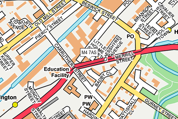 M4 7AS map - OS OpenMap – Local (Ordnance Survey)