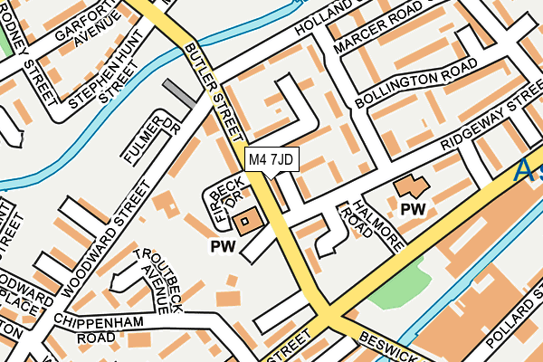 M4 7JD map - OS OpenMap – Local (Ordnance Survey)