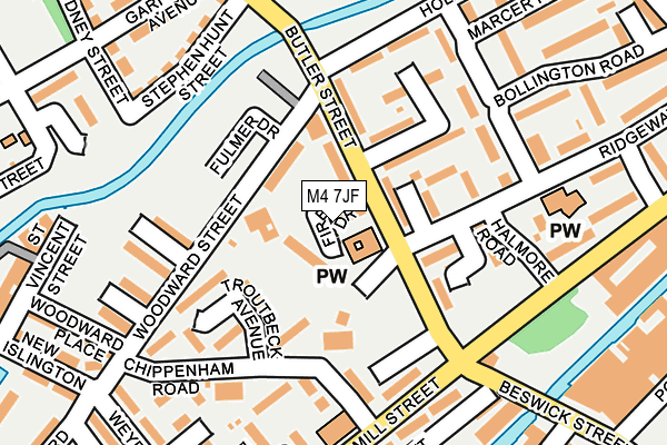 M4 7JF map - OS OpenMap – Local (Ordnance Survey)