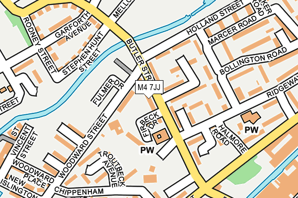 M4 7JJ map - OS OpenMap – Local (Ordnance Survey)