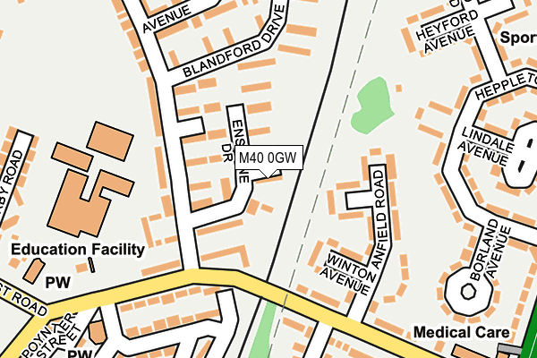 M40 0GW map - OS OpenMap – Local (Ordnance Survey)
