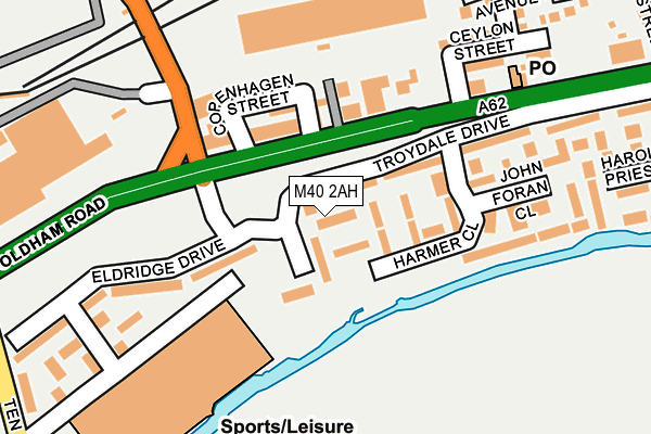 M40 2AH map - OS OpenMap – Local (Ordnance Survey)