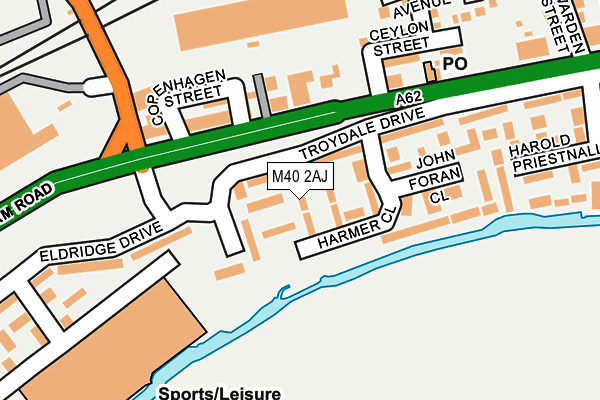 M40 2AJ map - OS OpenMap – Local (Ordnance Survey)