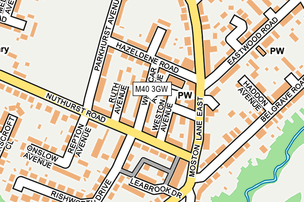 M40 3GW map - OS OpenMap – Local (Ordnance Survey)
