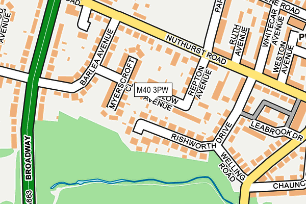 M40 3PW map - OS OpenMap – Local (Ordnance Survey)