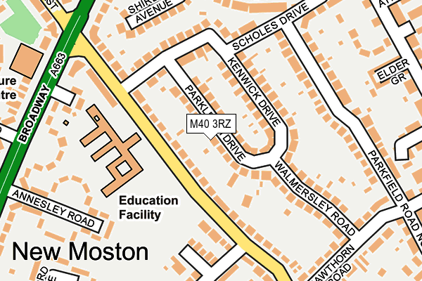 M40 3RZ map - OS OpenMap – Local (Ordnance Survey)