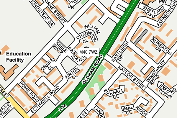 M40 7WZ map - OS OpenMap – Local (Ordnance Survey)