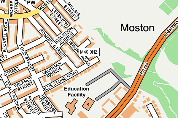 M40 9HZ map - OS OpenMap – Local (Ordnance Survey)