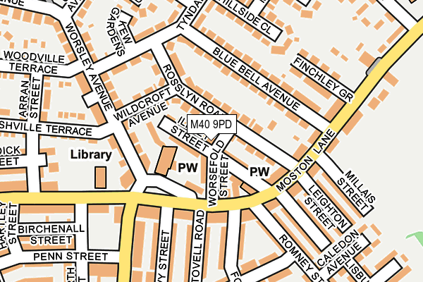 M40 9PD map - OS OpenMap – Local (Ordnance Survey)