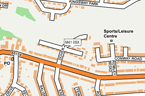 M41 0SX map - OS OpenMap – Local (Ordnance Survey)