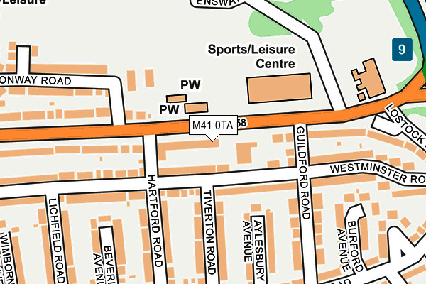 M41 0TA map - OS OpenMap – Local (Ordnance Survey)