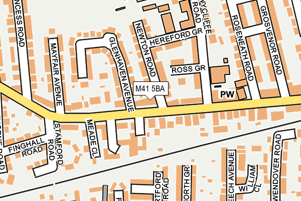 M41 5BA map - OS OpenMap – Local (Ordnance Survey)