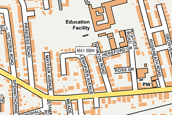 M41 5BW map - OS OpenMap – Local (Ordnance Survey)