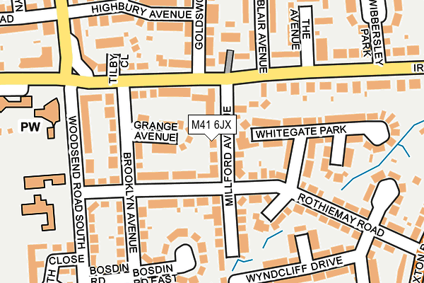 M41 6JX map - OS OpenMap – Local (Ordnance Survey)