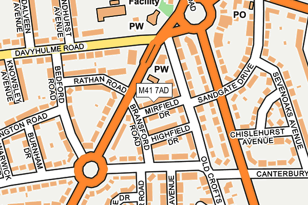 M41 7AD map - OS OpenMap – Local (Ordnance Survey)