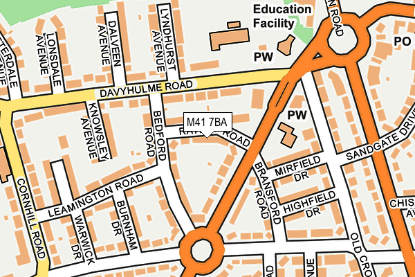 M41 7BA map - OS OpenMap – Local (Ordnance Survey)