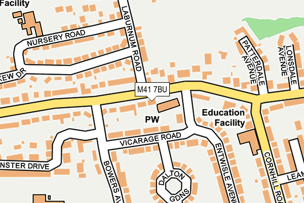 M41 7BU map - OS OpenMap – Local (Ordnance Survey)