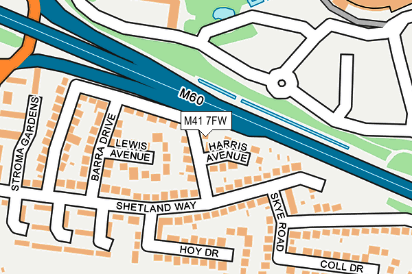 M41 7FW map - OS OpenMap – Local (Ordnance Survey)