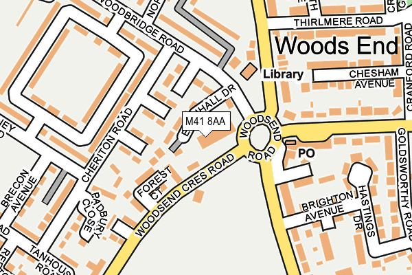 M41 8AA map - OS OpenMap – Local (Ordnance Survey)