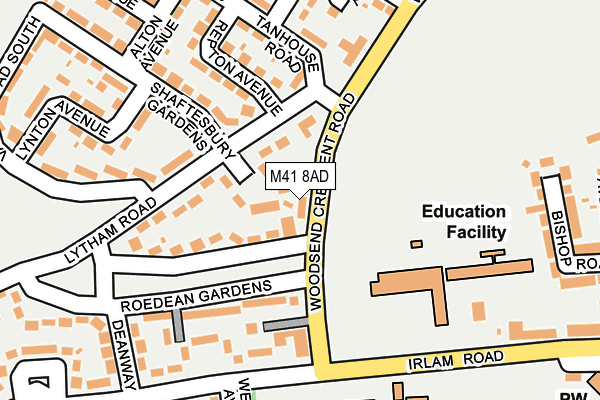 M41 8AD map - OS OpenMap – Local (Ordnance Survey)