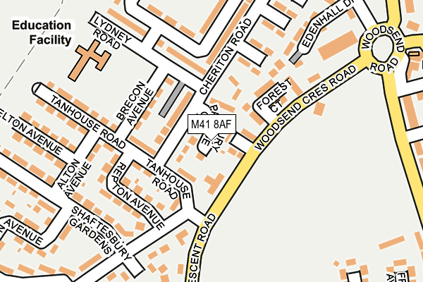 M41 8AF map - OS OpenMap – Local (Ordnance Survey)