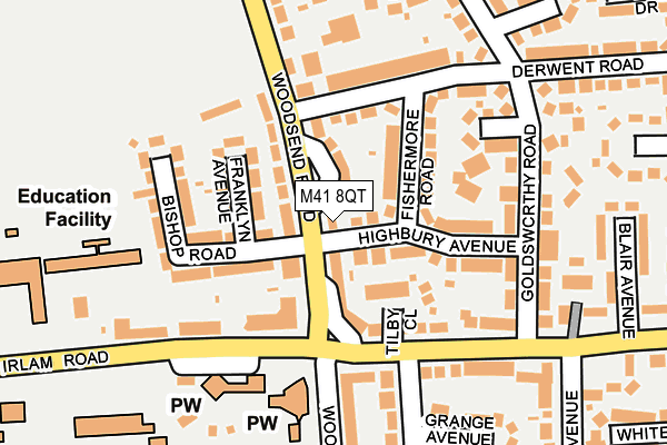 M41 8QT map - OS OpenMap – Local (Ordnance Survey)