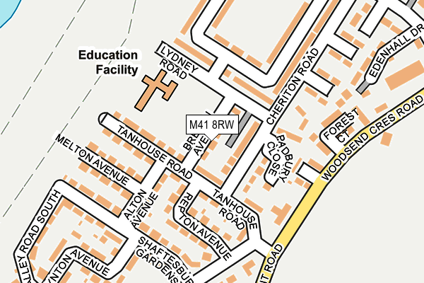 M41 8RW map - OS OpenMap – Local (Ordnance Survey)