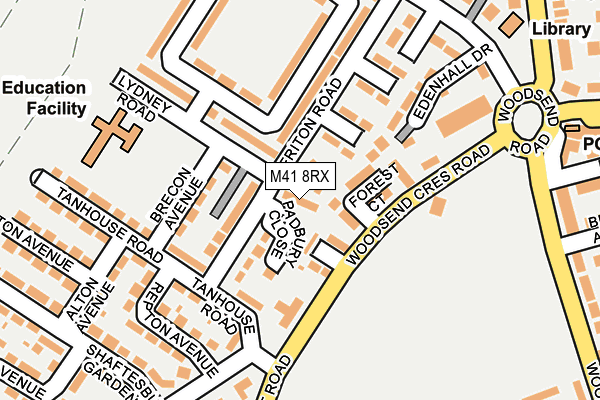 M41 8RX map - OS OpenMap – Local (Ordnance Survey)