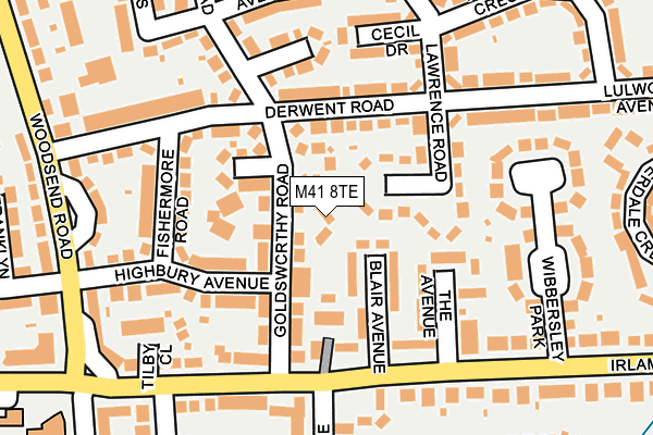 M41 8TE map - OS OpenMap – Local (Ordnance Survey)