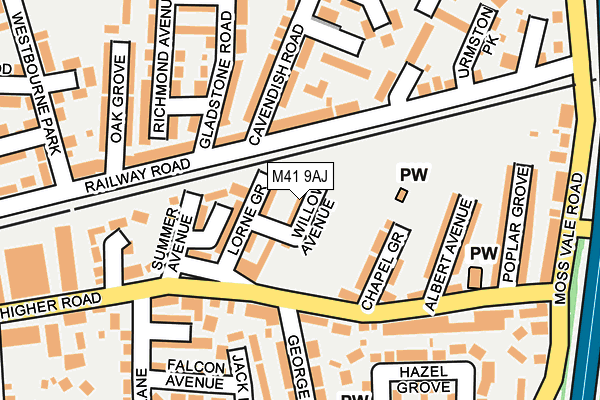 M41 9AJ map - OS OpenMap – Local (Ordnance Survey)