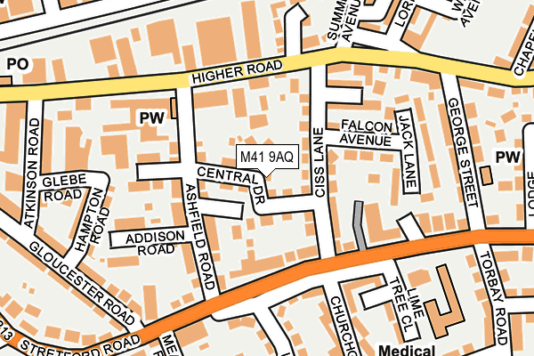 M41 9AQ map - OS OpenMap – Local (Ordnance Survey)