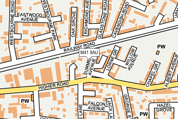 M41 9AU map - OS OpenMap – Local (Ordnance Survey)